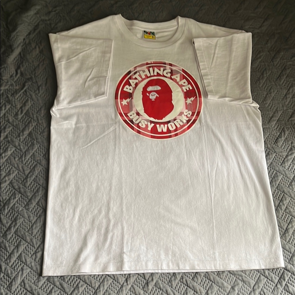 White and Red Men’s Bape Shirt